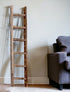 Six Step Rustic Weathered Grey Wood Ladder Shelf