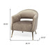 29" Taupe And Brass Velvet Arm Chair