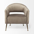 29" Taupe And Brass Velvet Arm Chair