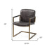 Black Leather Seat Accent Chair With Brass Frame