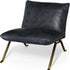 Black Leather Cushion Seat Accent Chair With Solid Iron Base
