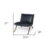 Black Leather Cushion Seat Accent Chair With Solid Iron Base