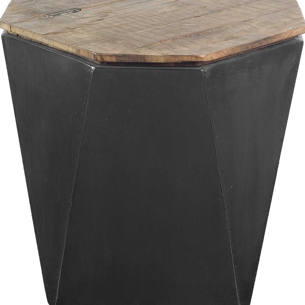 21" Black Solid Wood End Table