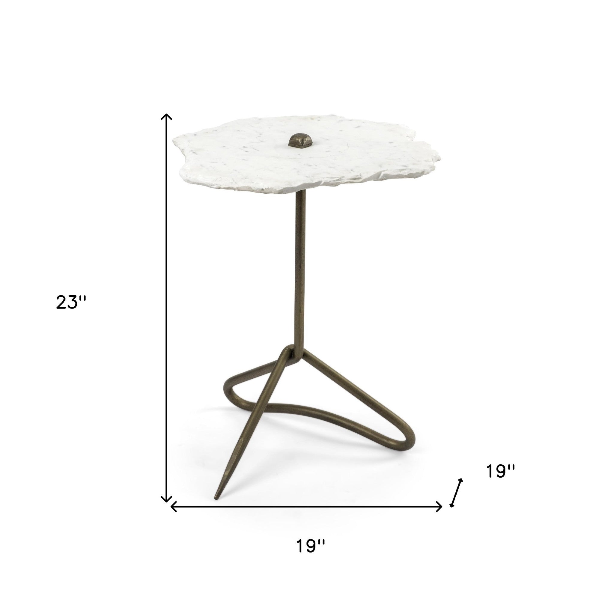 23" Gold And White Marble End Table