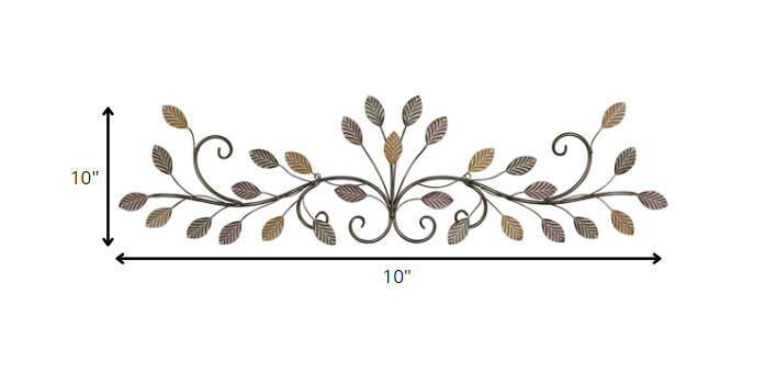 Warm Scrolling Metal Leaves Over Door Wall Decor