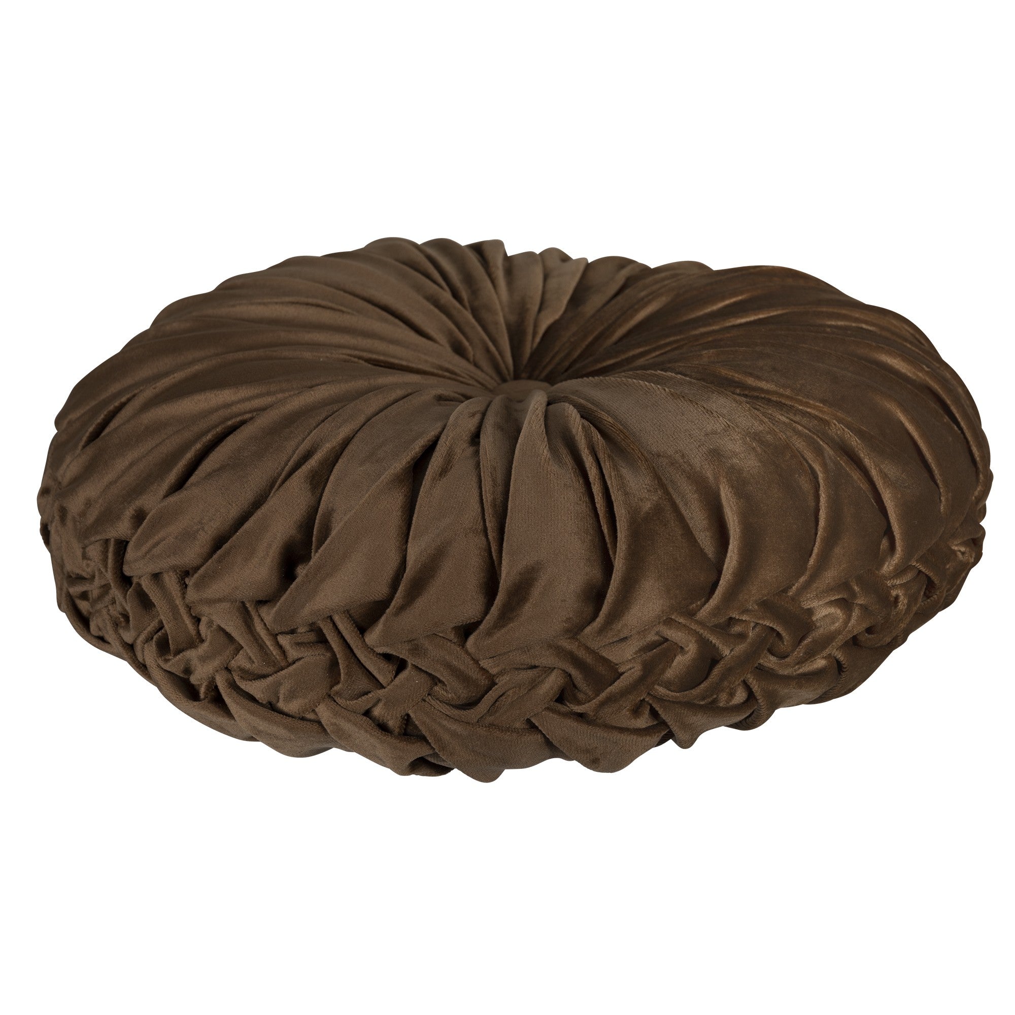 15" X 15" Brown Round Velvet Throw Pillow