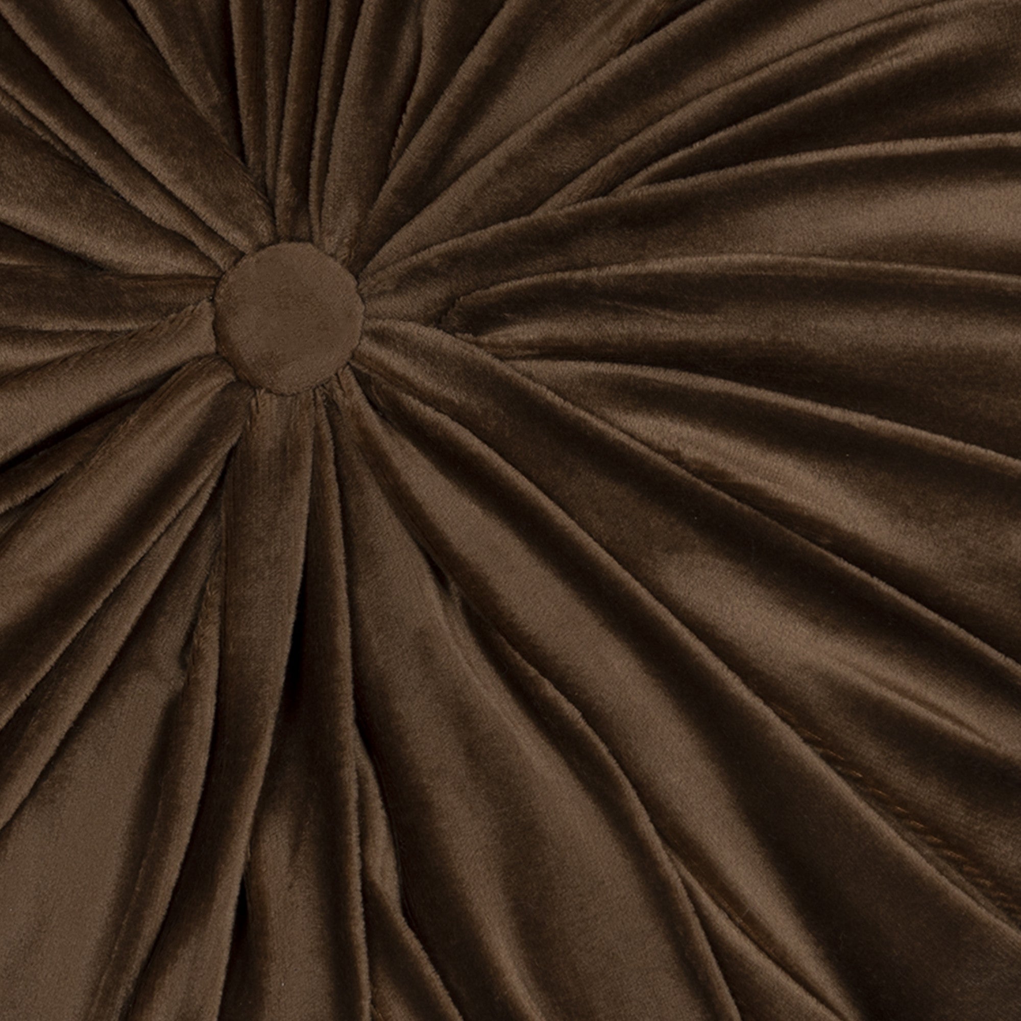 15" X 15" Brown Round Velvet Throw Pillow