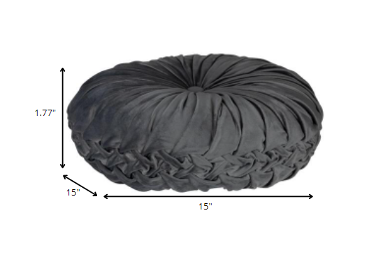 Grey Round Tufted Velvet Pillow