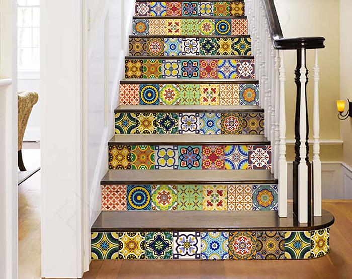 5" X 5" Mediterranean Brights Peel And Stick Removable Tiles