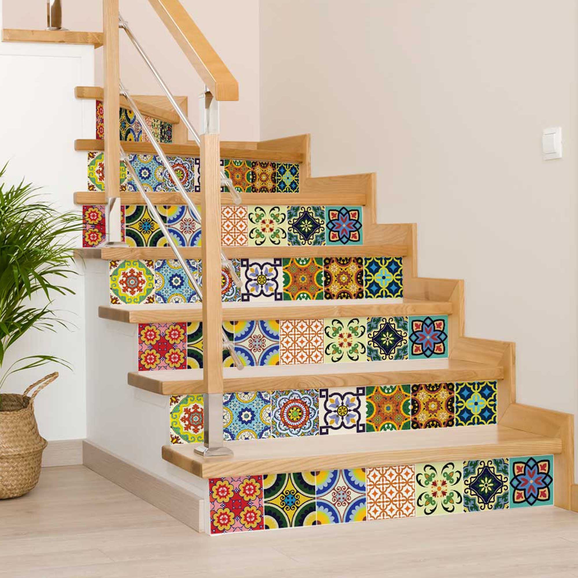 6" X 6" Mediterranean Brights Mosaic Peel And Stick Removable Tiles