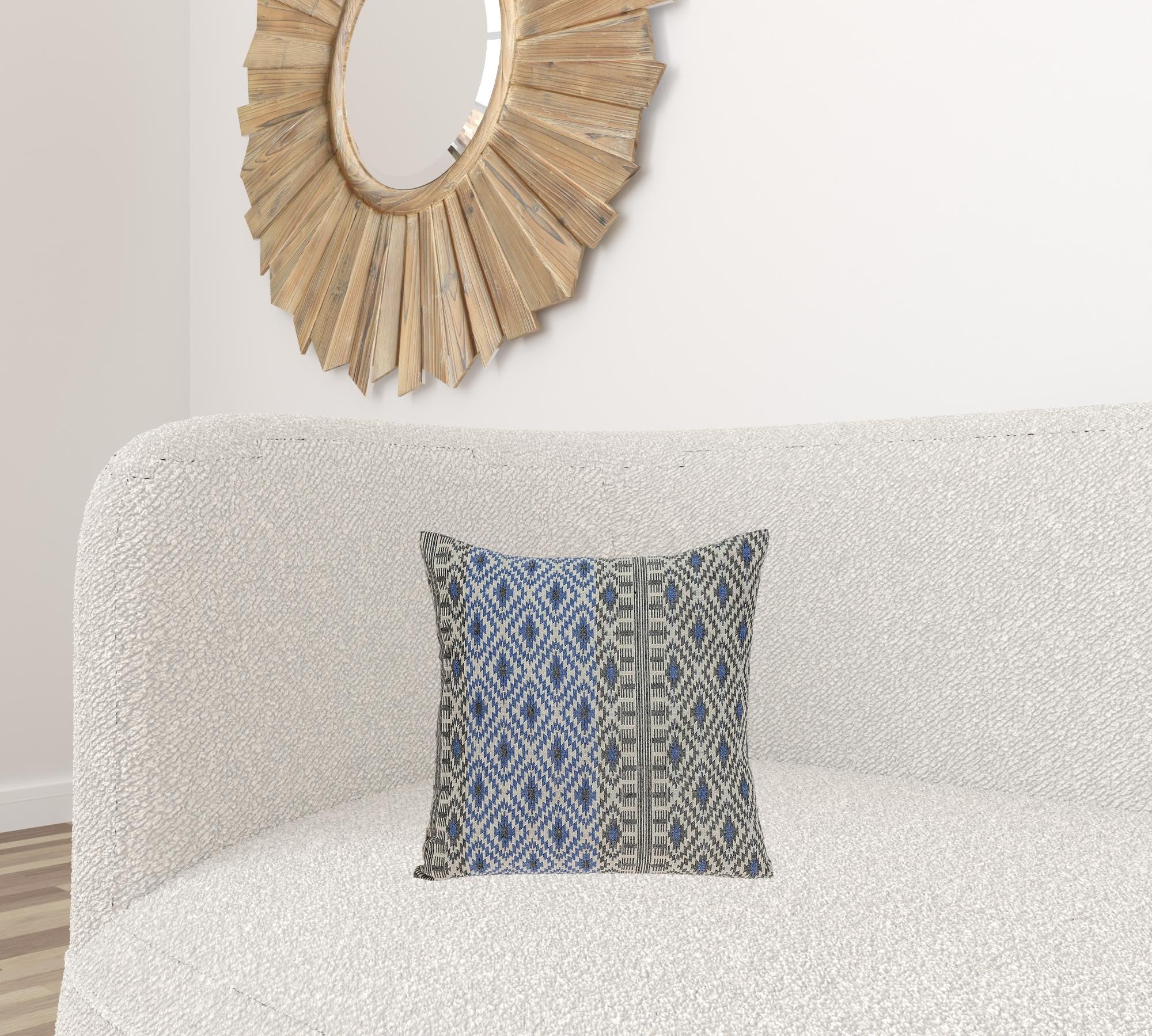 Gray And Blue Aztec Diamond Throw Pillow