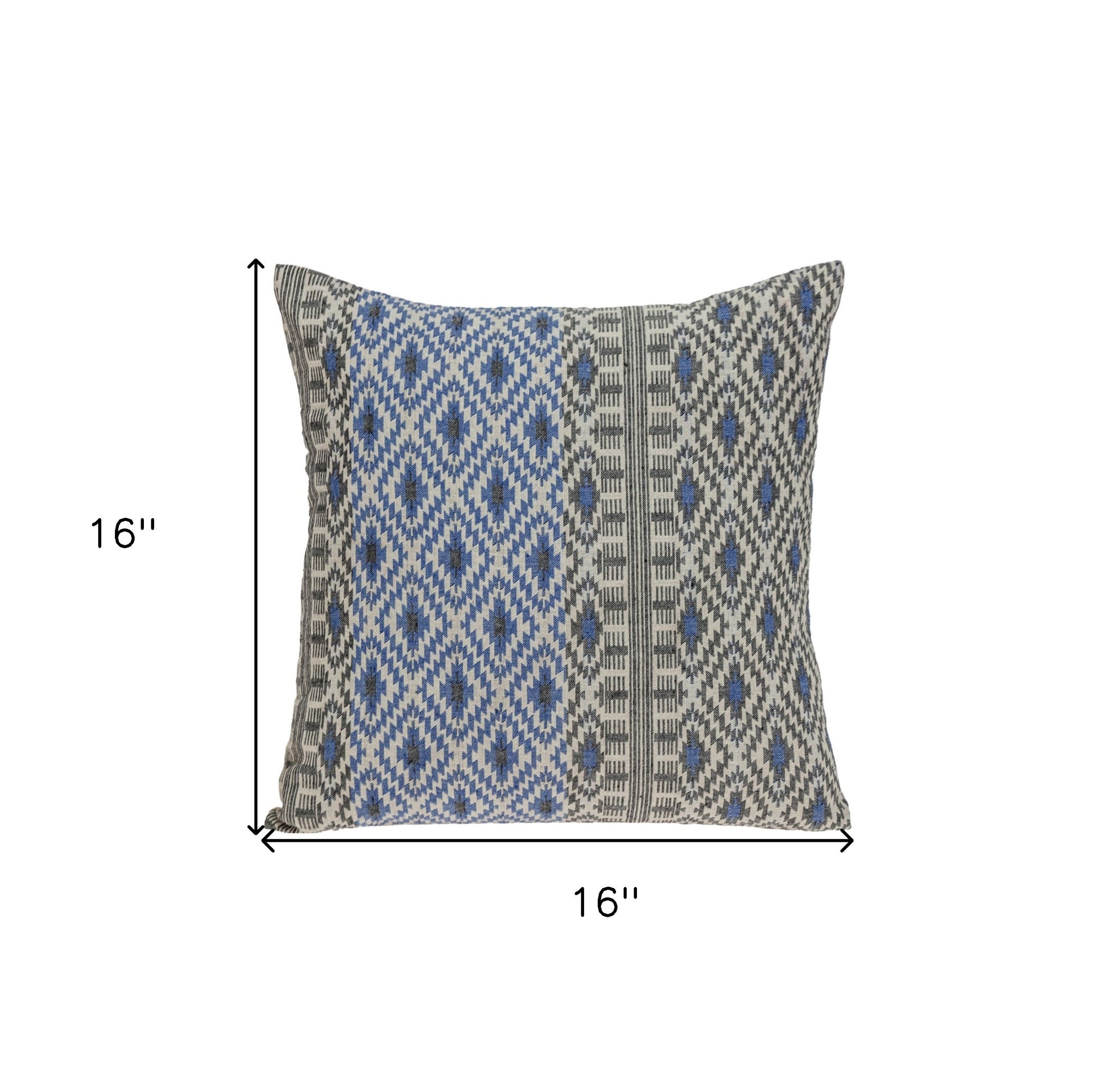 Gray And Blue Aztec Diamond Throw Pillow