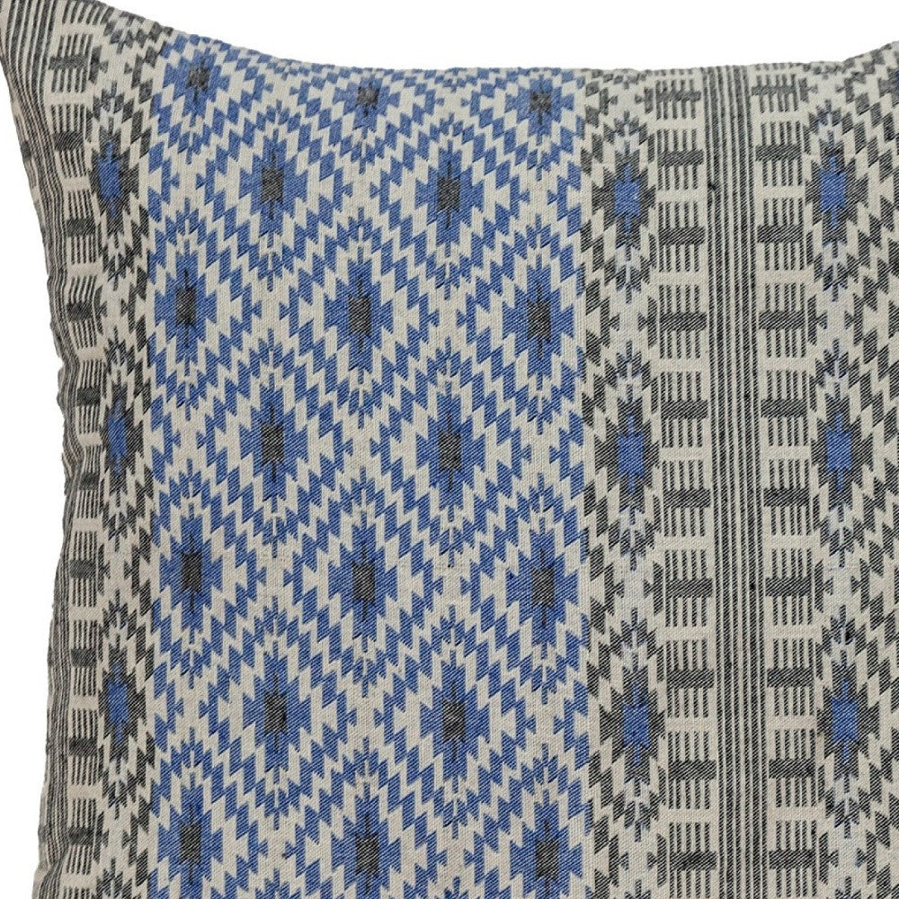 Gray And Blue Aztec Diamond Throw Pillow