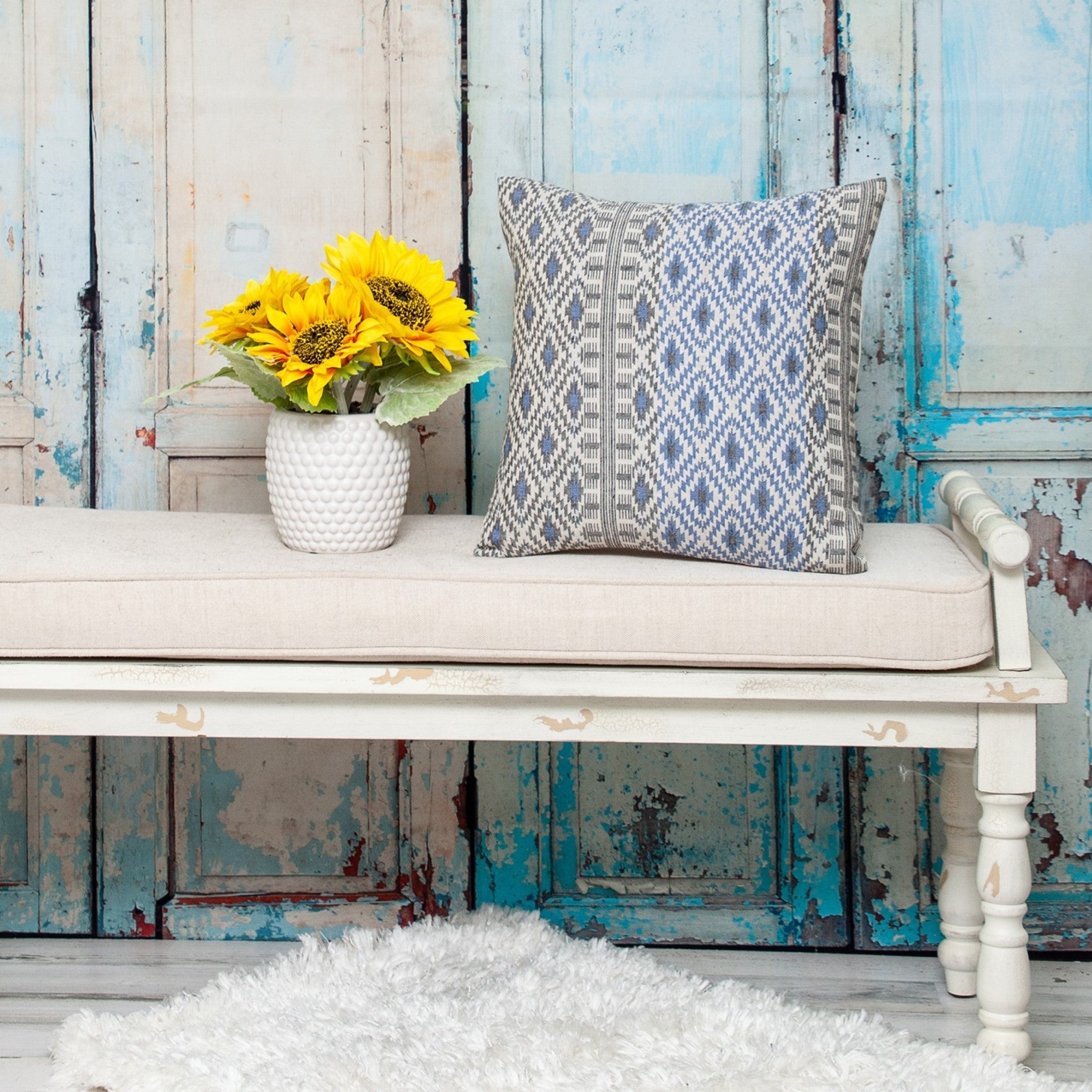 Gray And Blue Aztec Diamond Throw Pillow