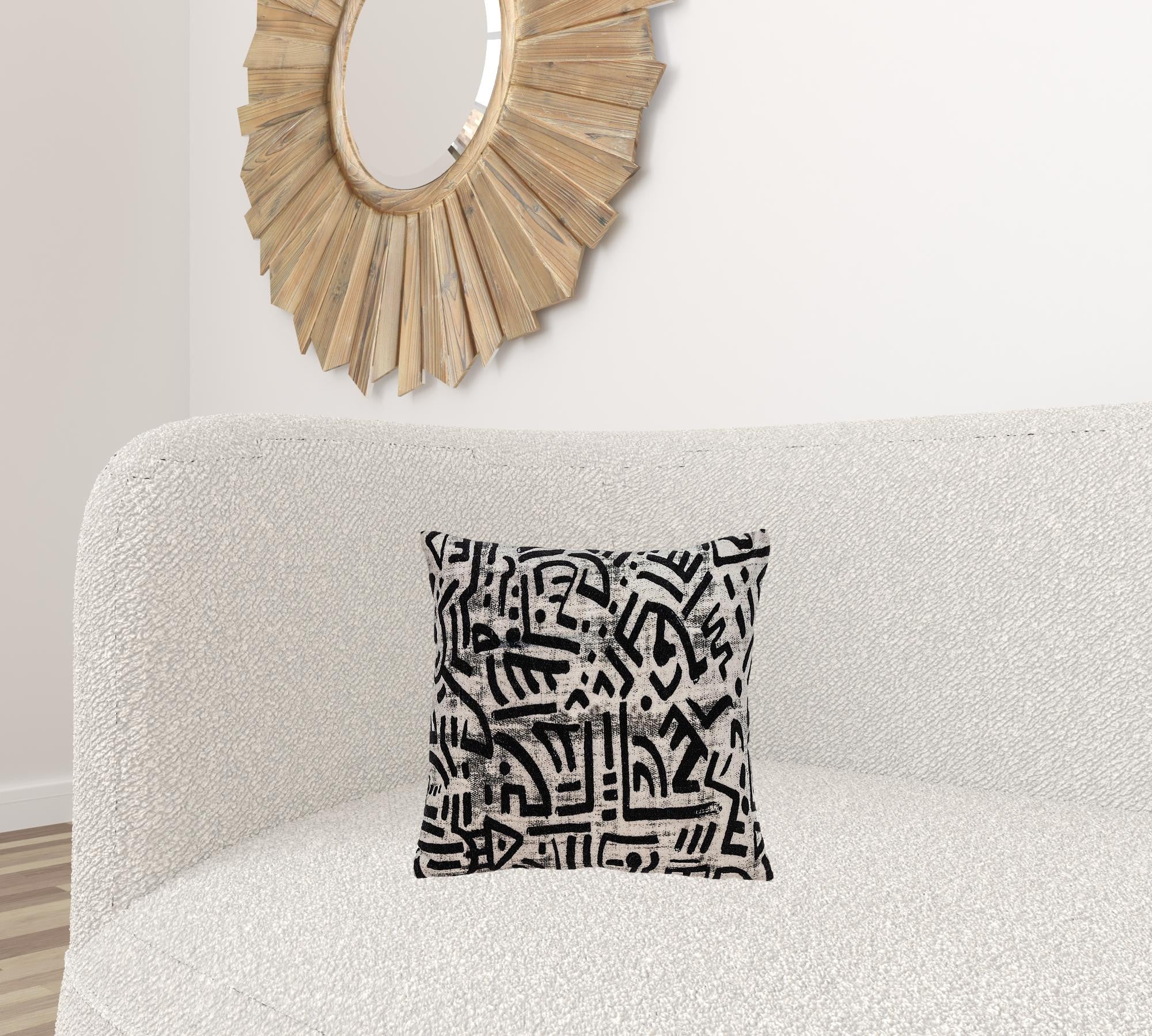 Black And White Abstract Velvet Throw Pillow