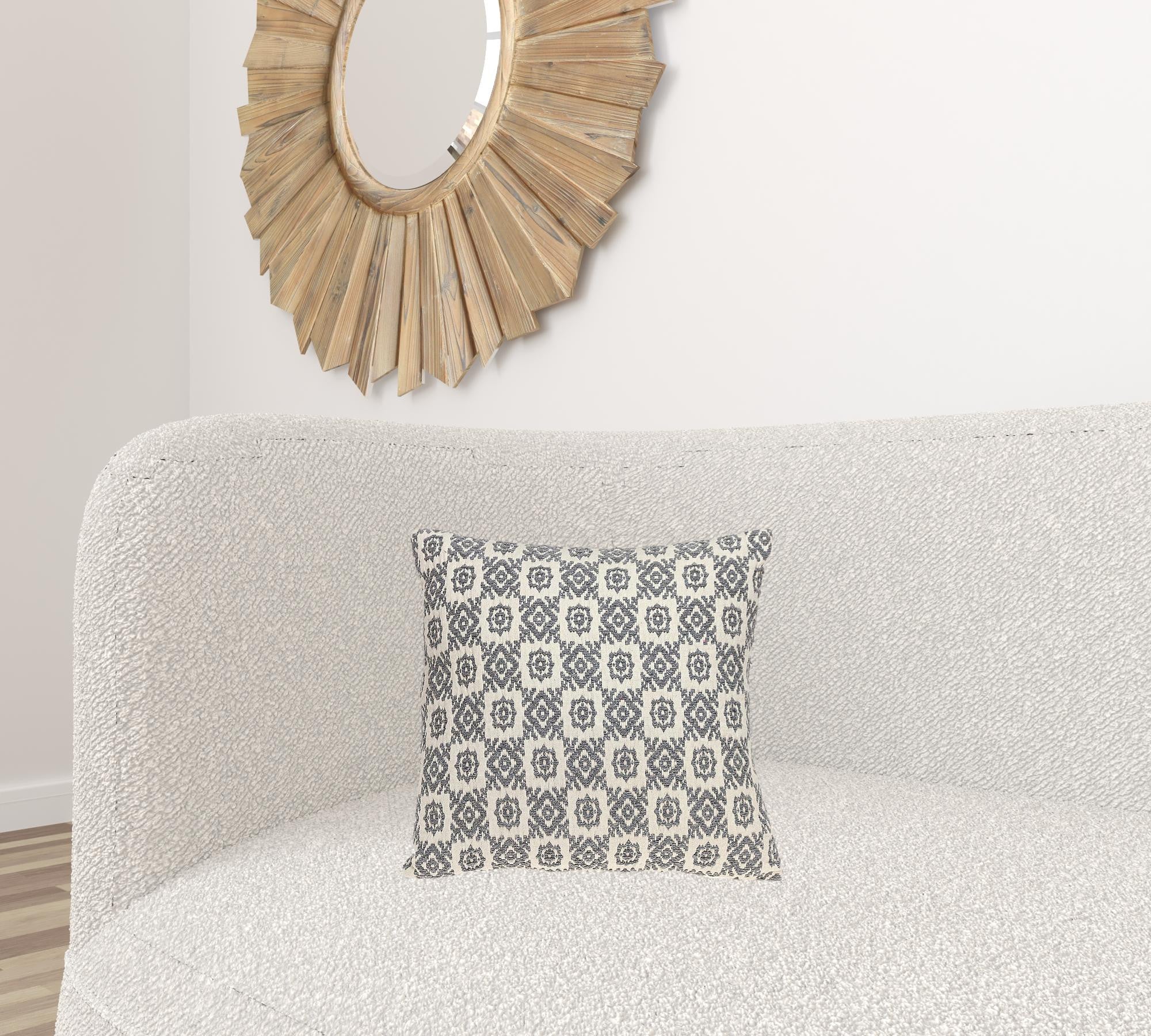 Neutral Grey Mosaic Throw Pillow