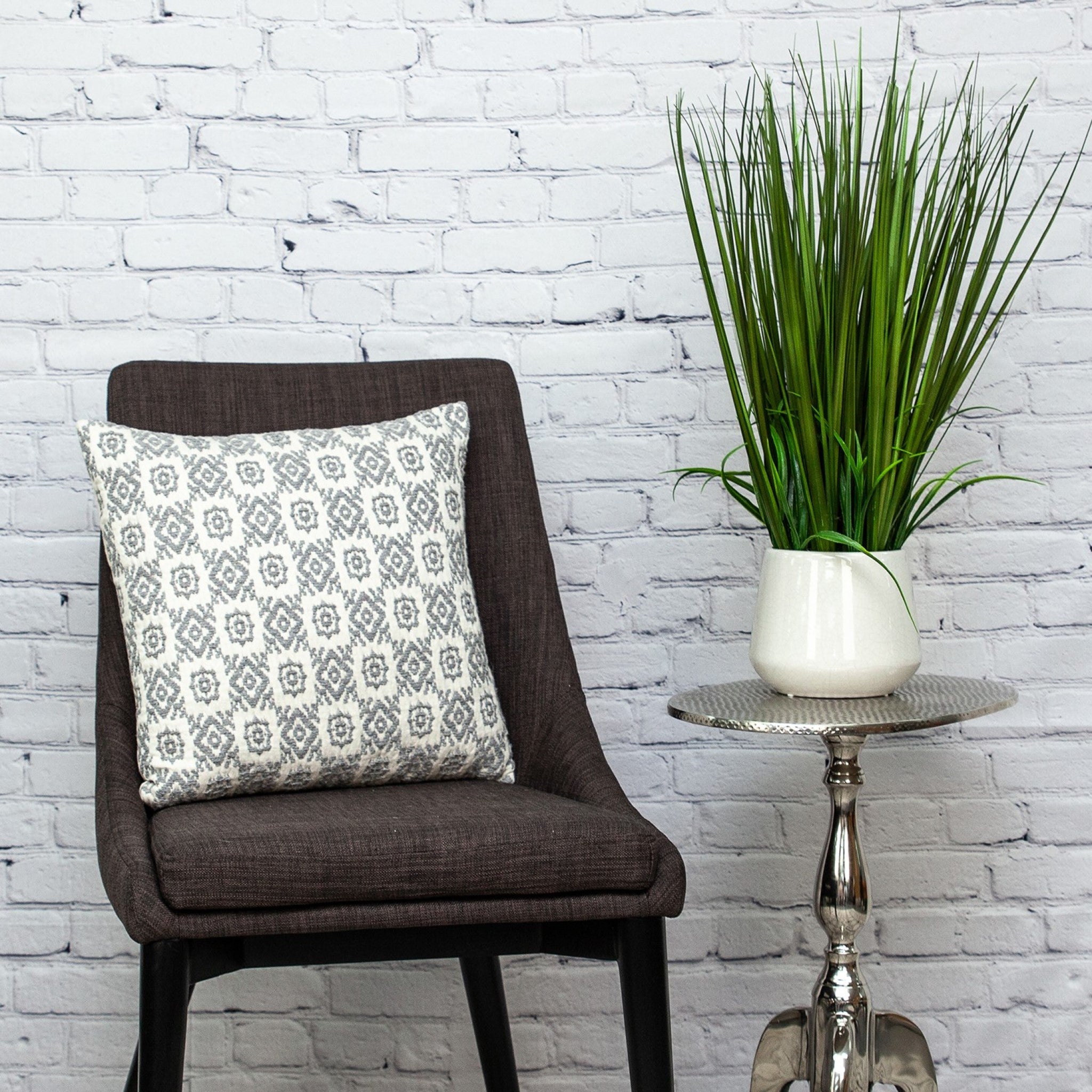 Neutral Grey Mosaic Throw Pillow