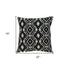 Jet Black And White Geo Throw Pillow