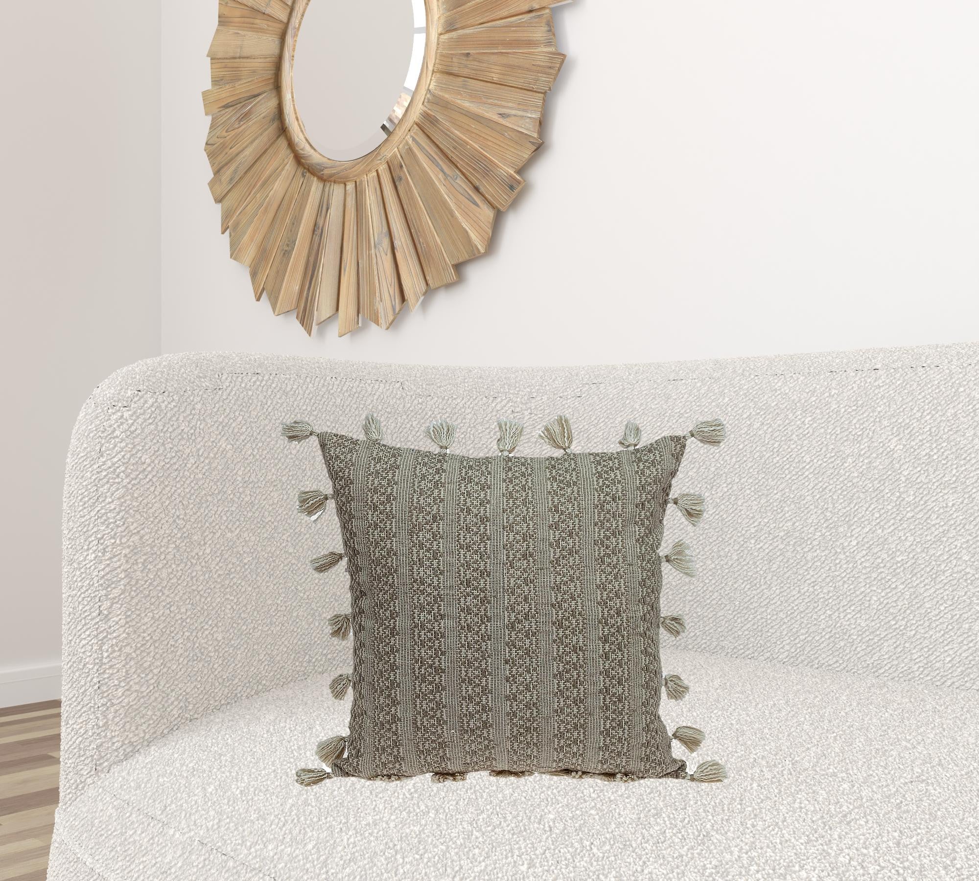 Neutral Sand Woven Throw Pillow