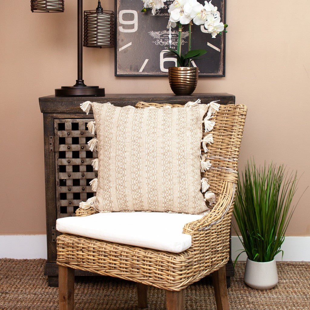 Neutral Sand Woven Throw Pillow