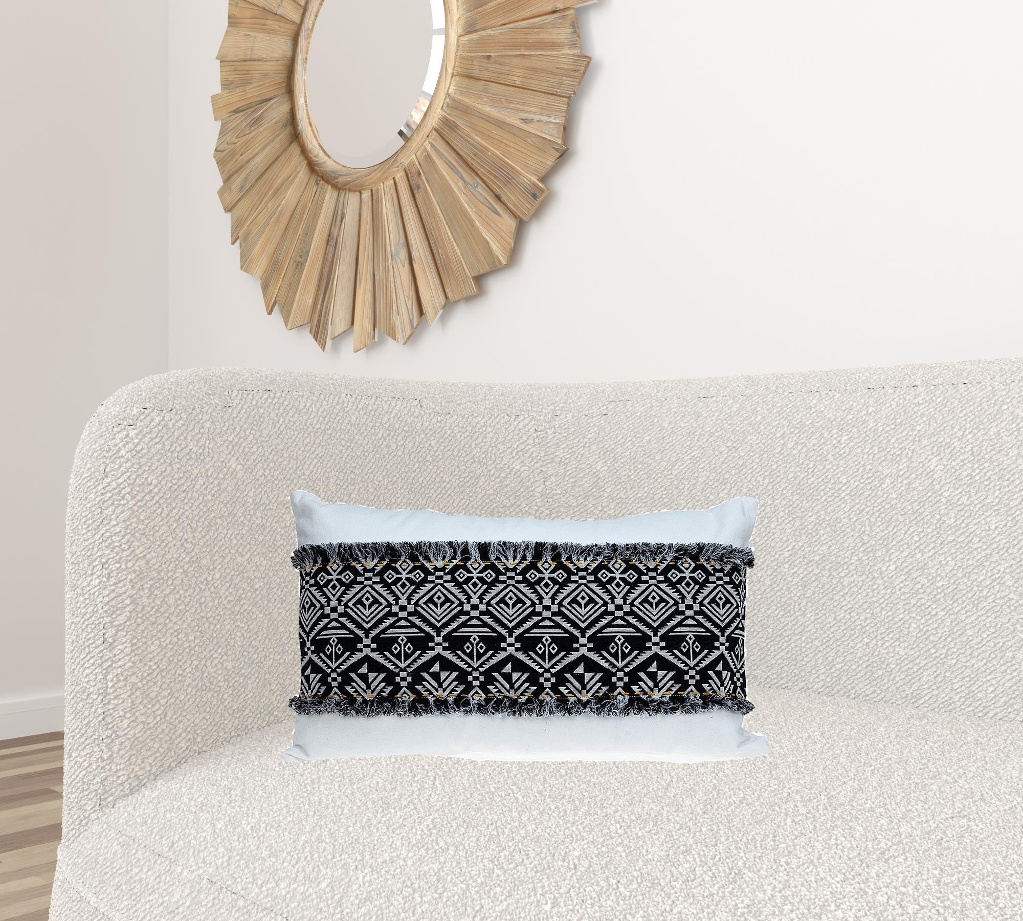 Black And White Patched Throw Pillow