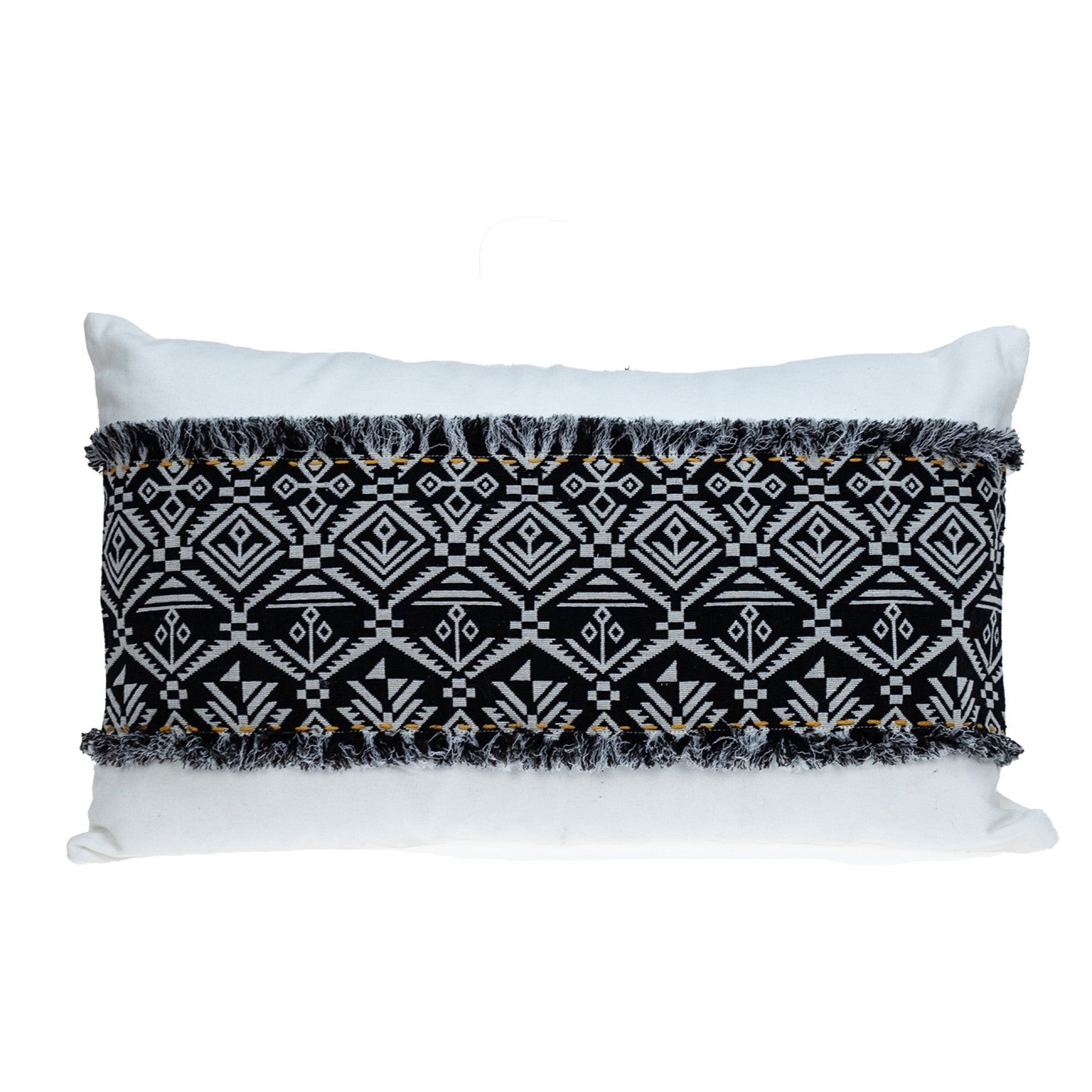 Black And White Patched Throw Pillow