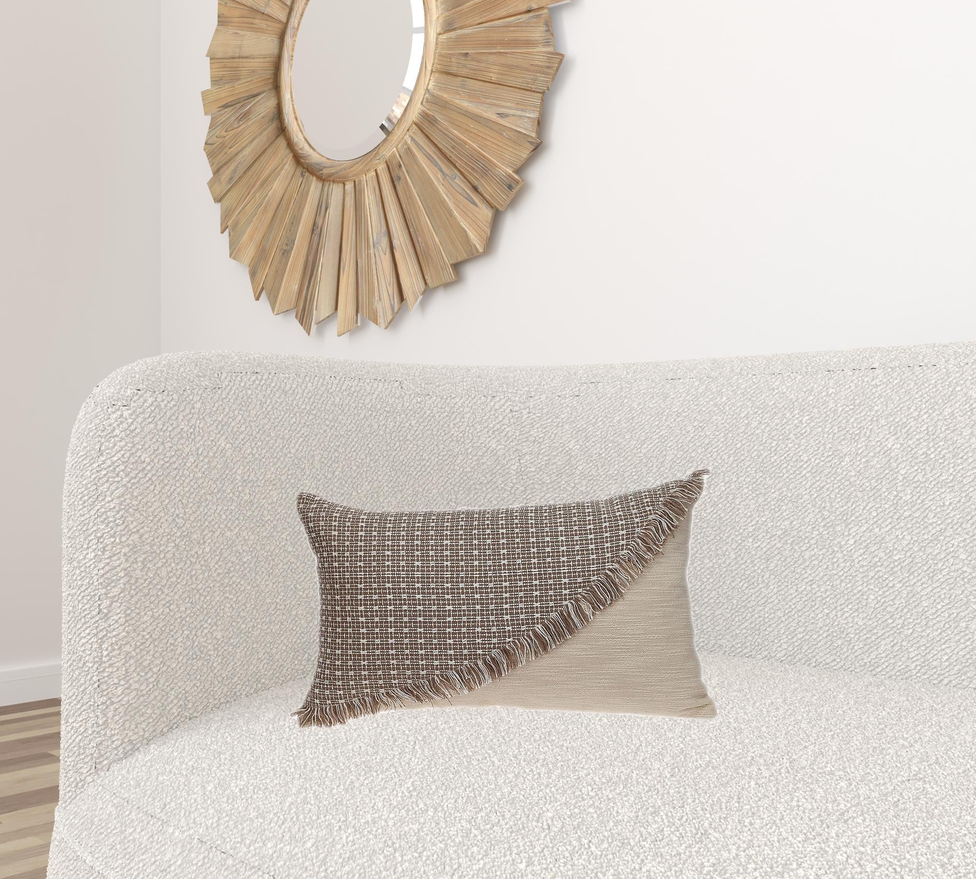 Sandy Beige Textured Throw Pillow