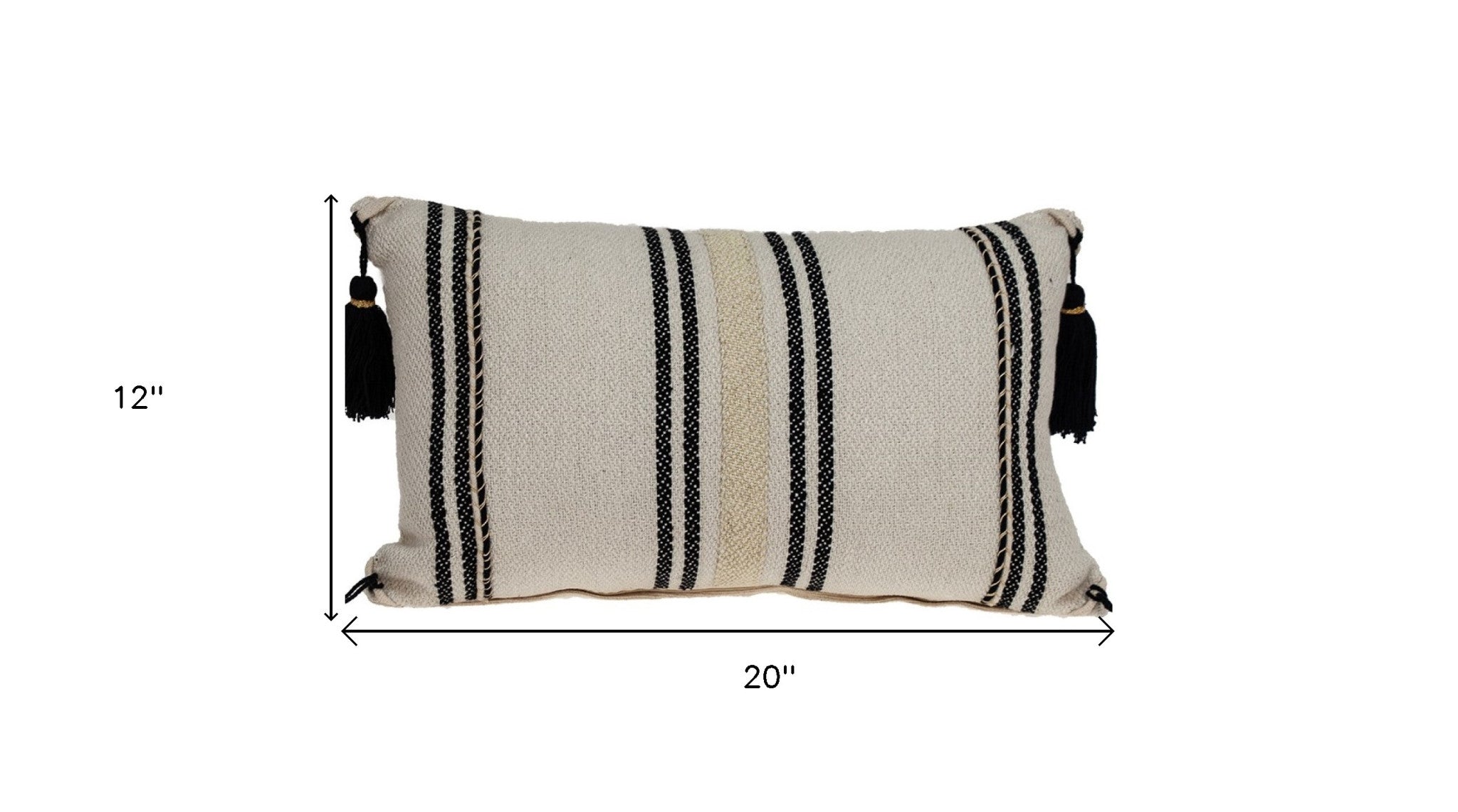 Black And Cream Vertical Stripe Lumbar Pillow