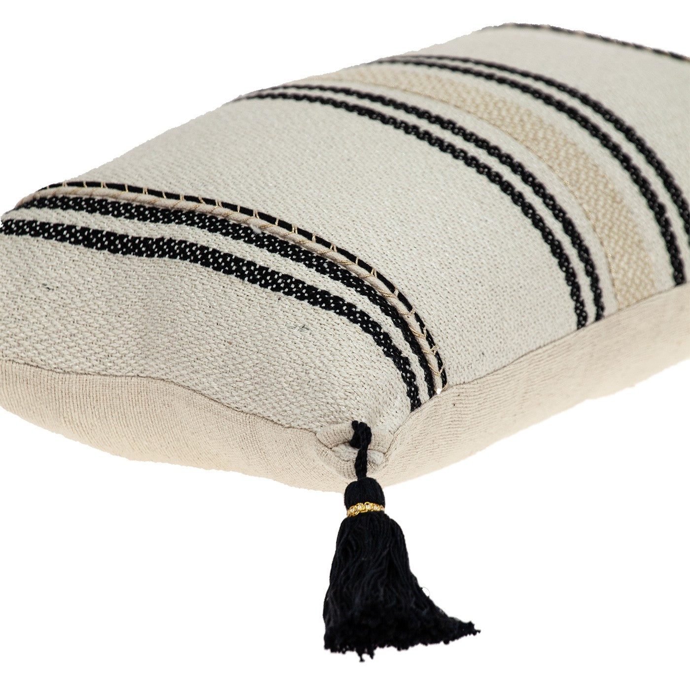 Black And Cream Vertical Stripe Lumbar Pillow