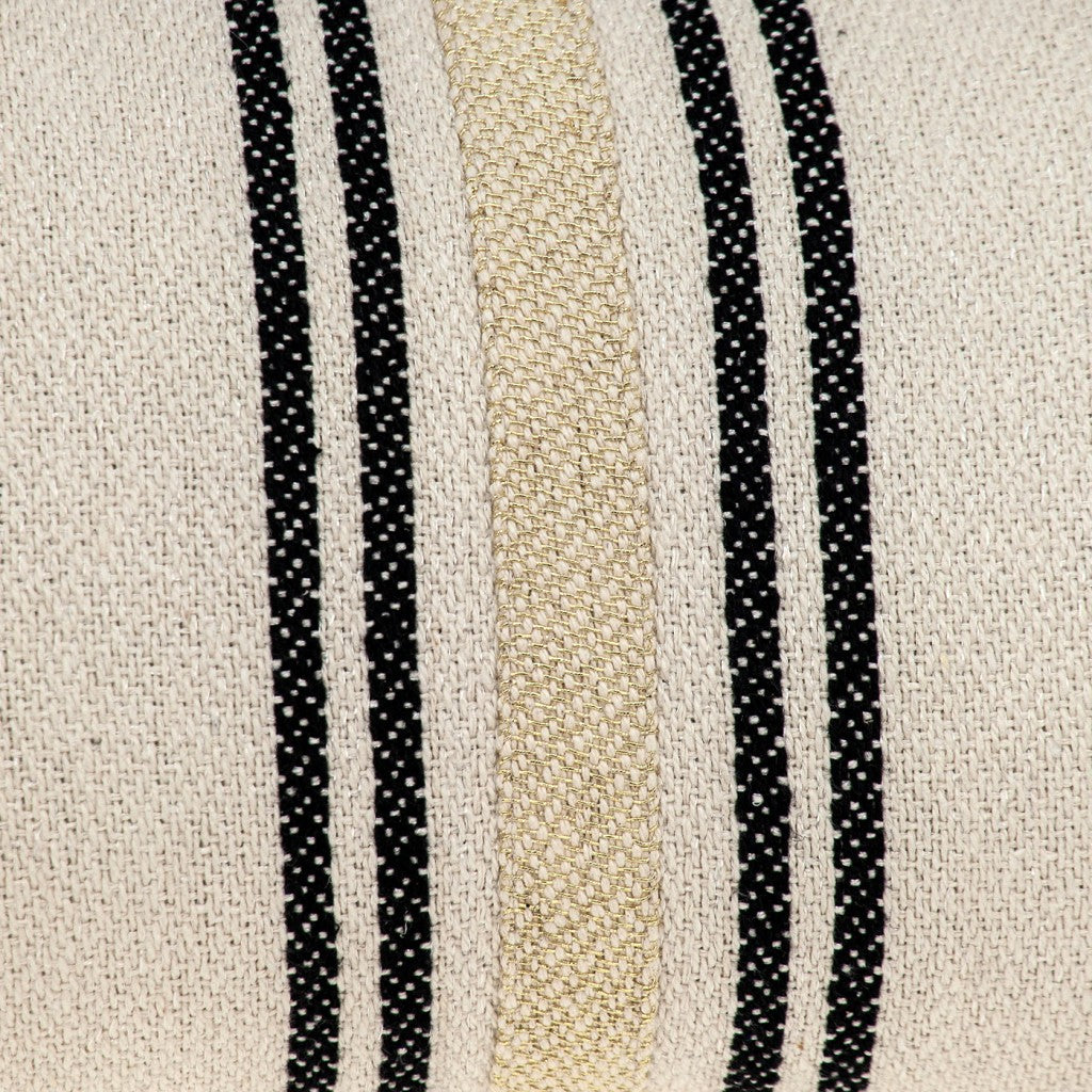 Black And Cream Vertical Stripe Lumbar Pillow