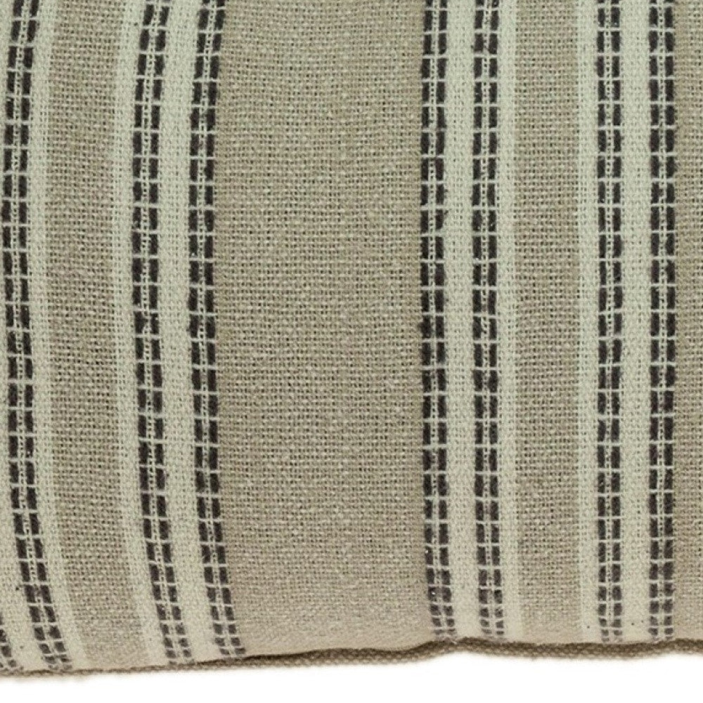 Oatmeal Stripe Weave Lumbar Throw Pillow