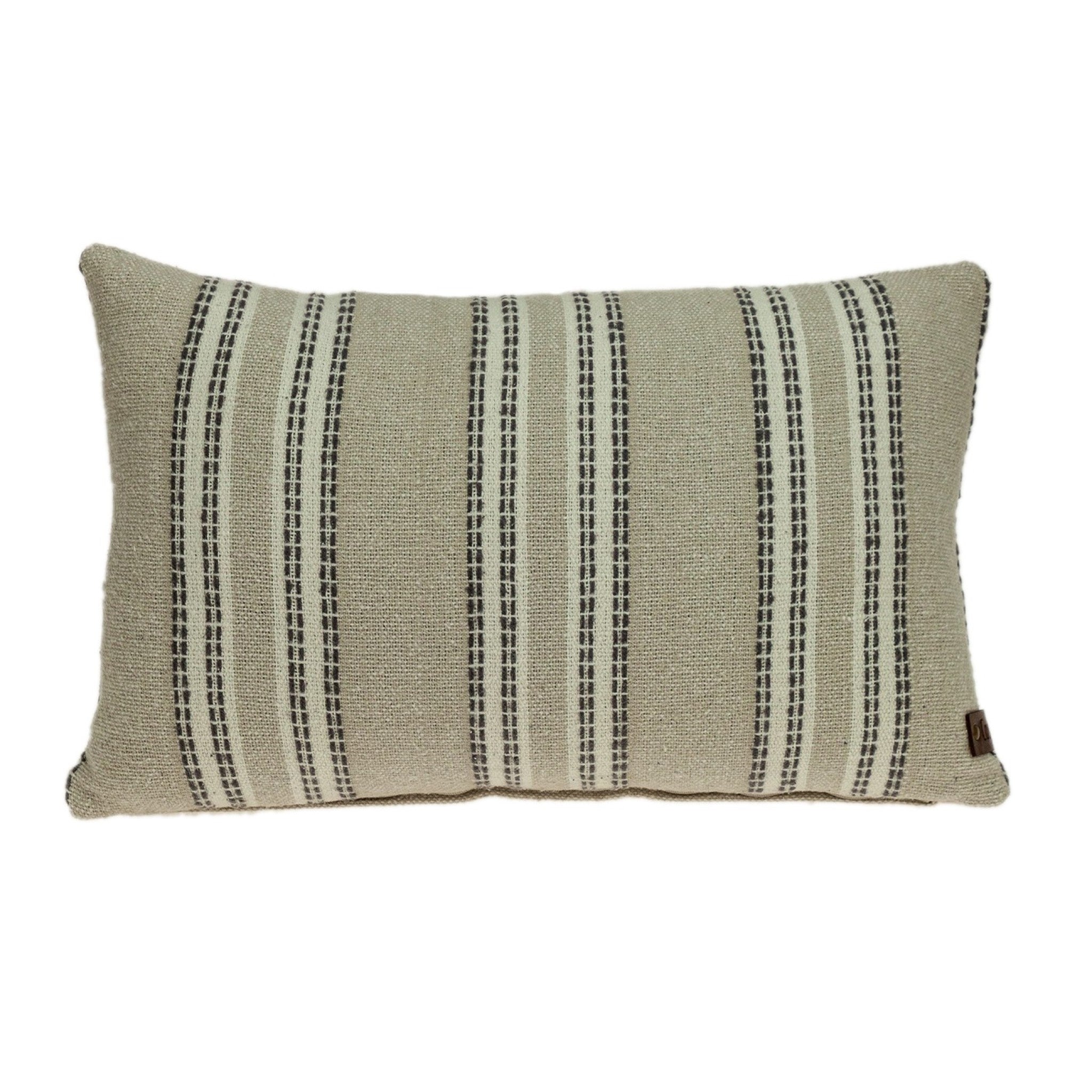 Oatmeal Stripe Weave Lumbar Throw Pillow