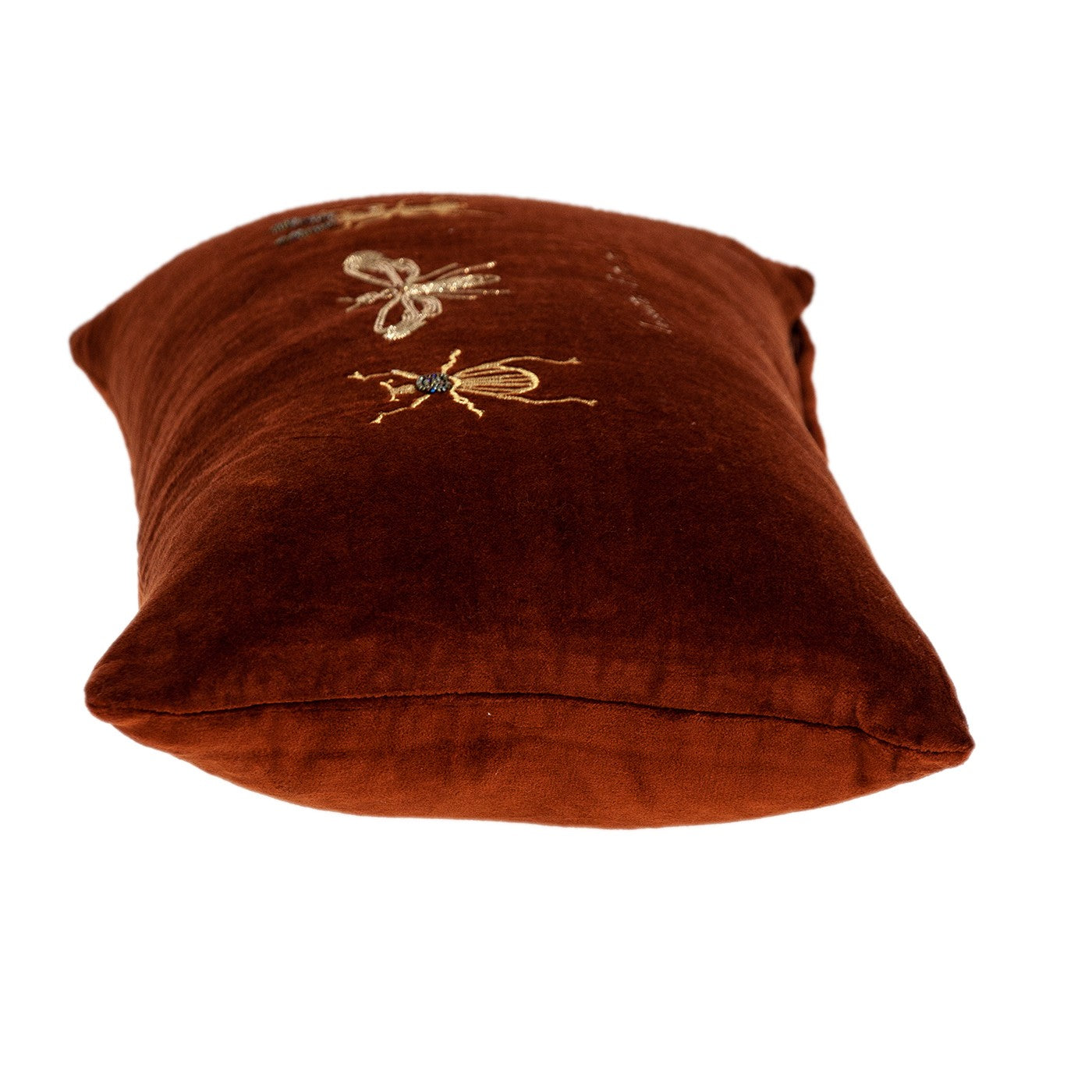 Golden Insects Velvet Throw Pillow