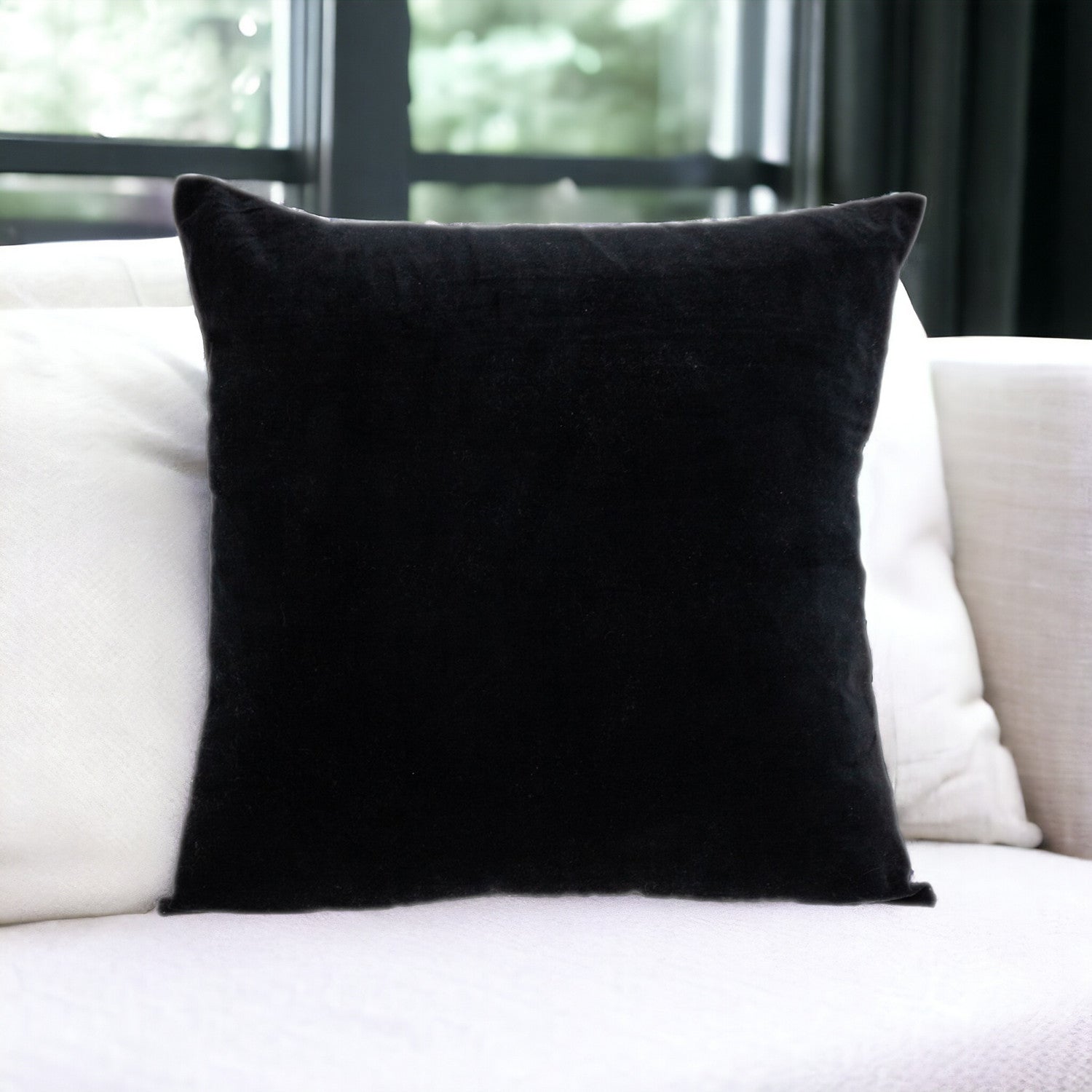 Black Velvet Two Tone Throw Pillow