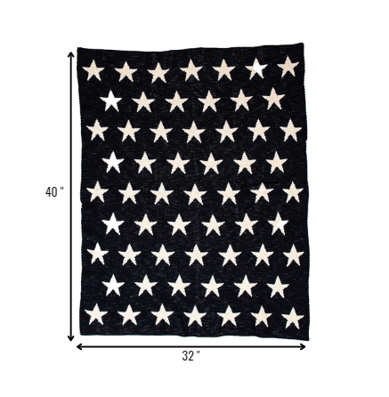 Navy Blue And White Stars Knitted Baby Blanket