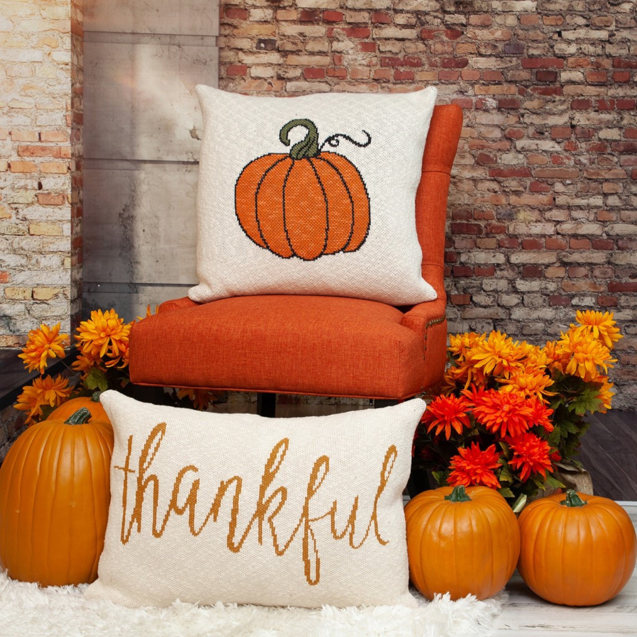 Pumpkin Silhouette Throw Pillow