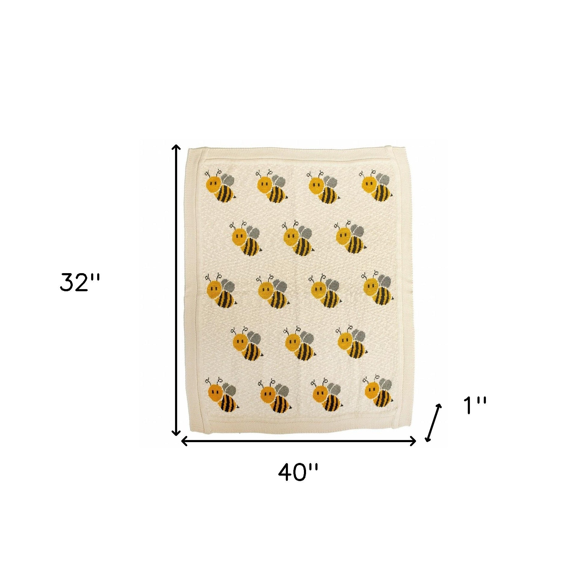 Ivory Honeybee Knitted Baby Blanket