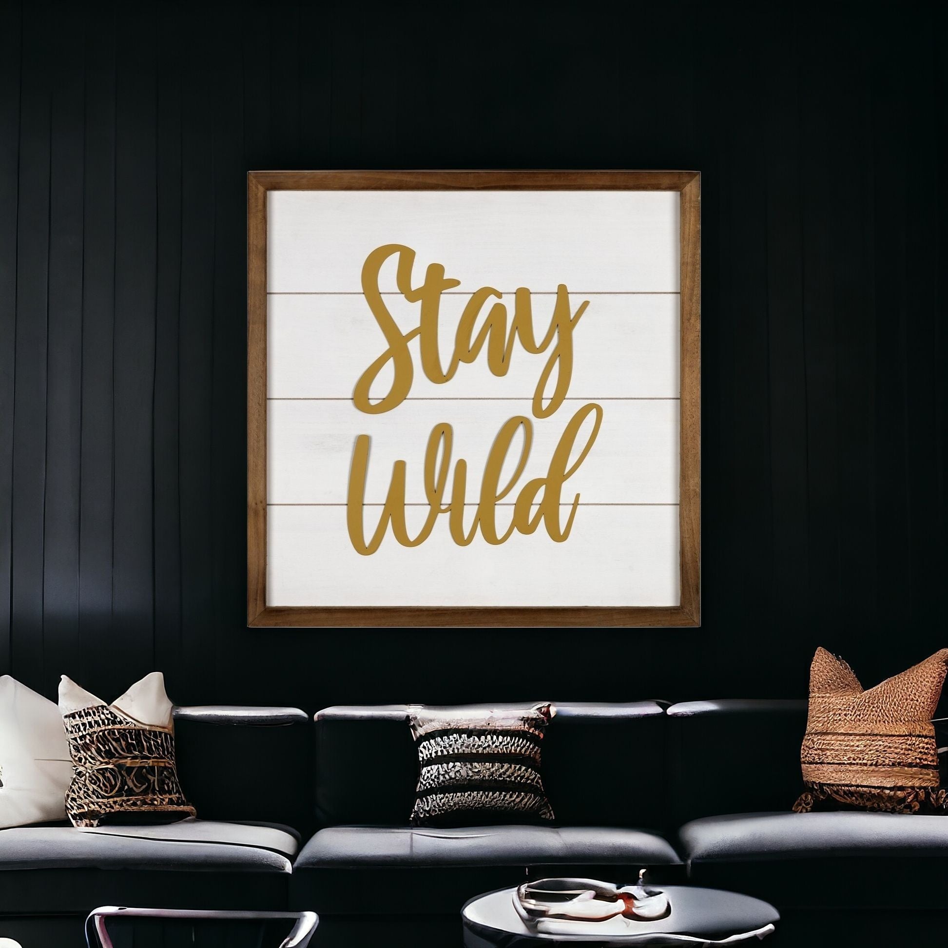 White And Gold Stay Wild Wall Art