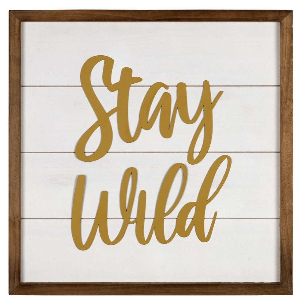 White And Gold Stay Wild Wall Art