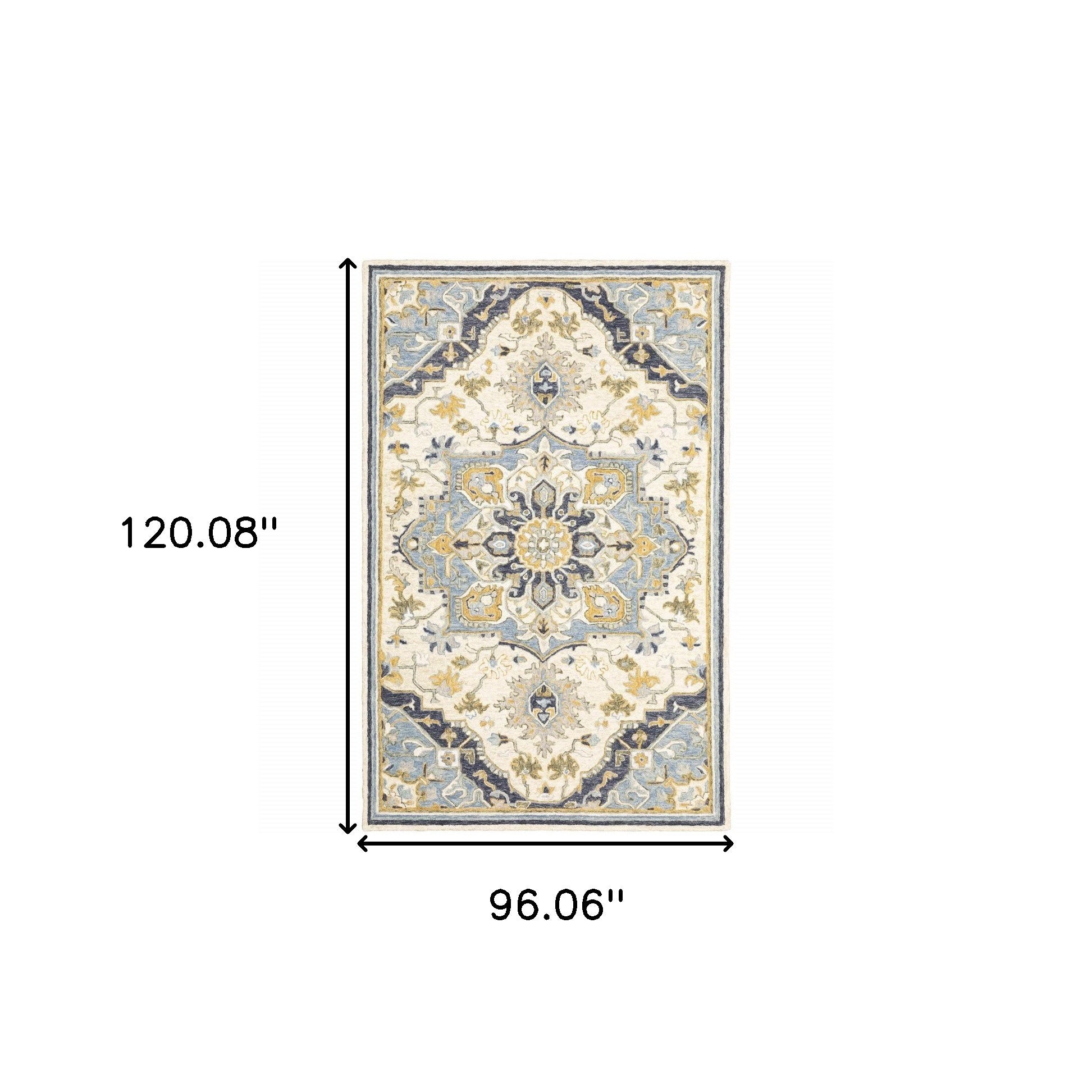 3'X8' Blue And Ivory Bohemian Runner Rug