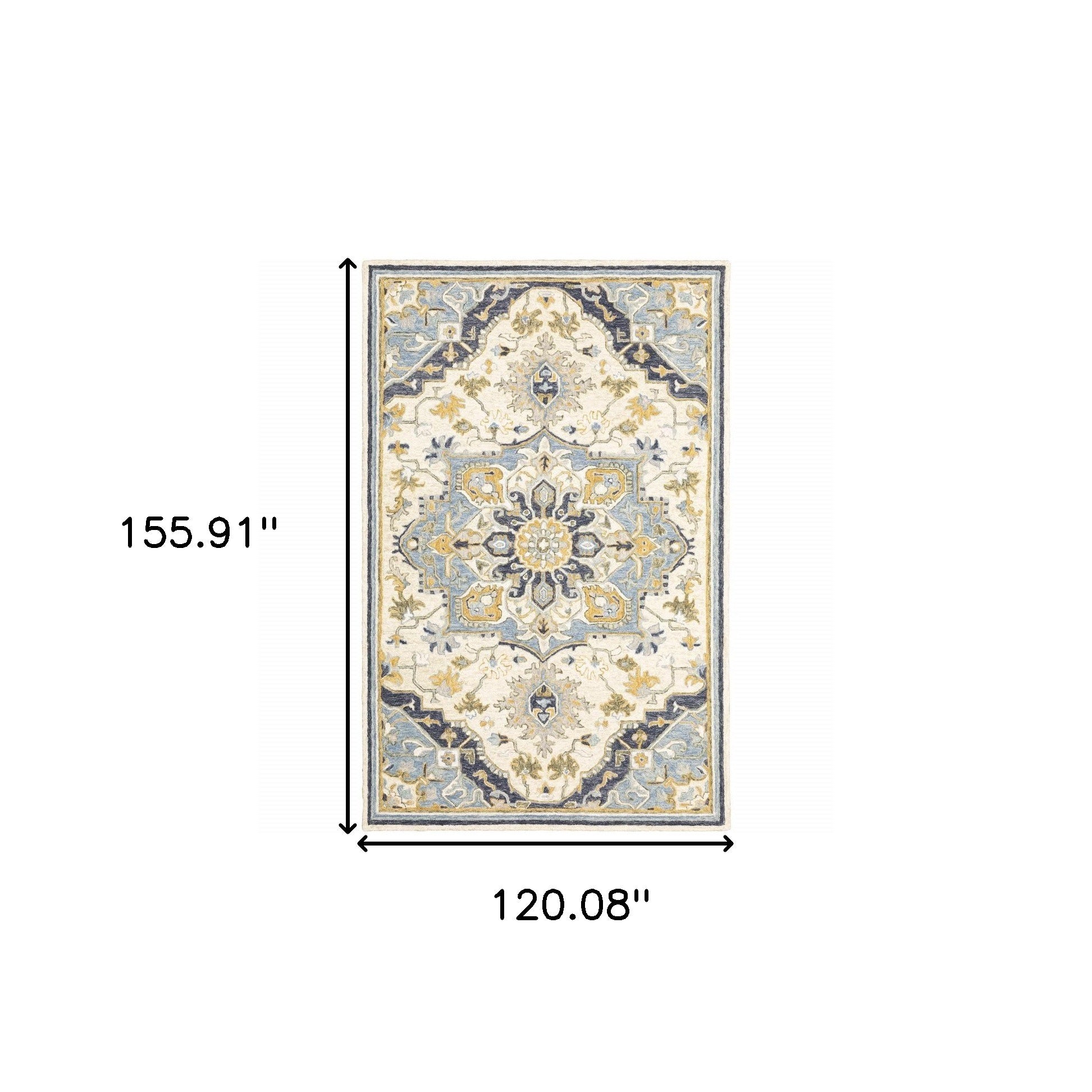 3'X8' Blue And Ivory Bohemian Runner Rug