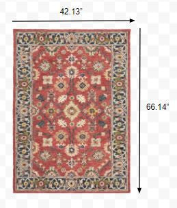 3'X8' Red And Blue Bohemian Area  Rug