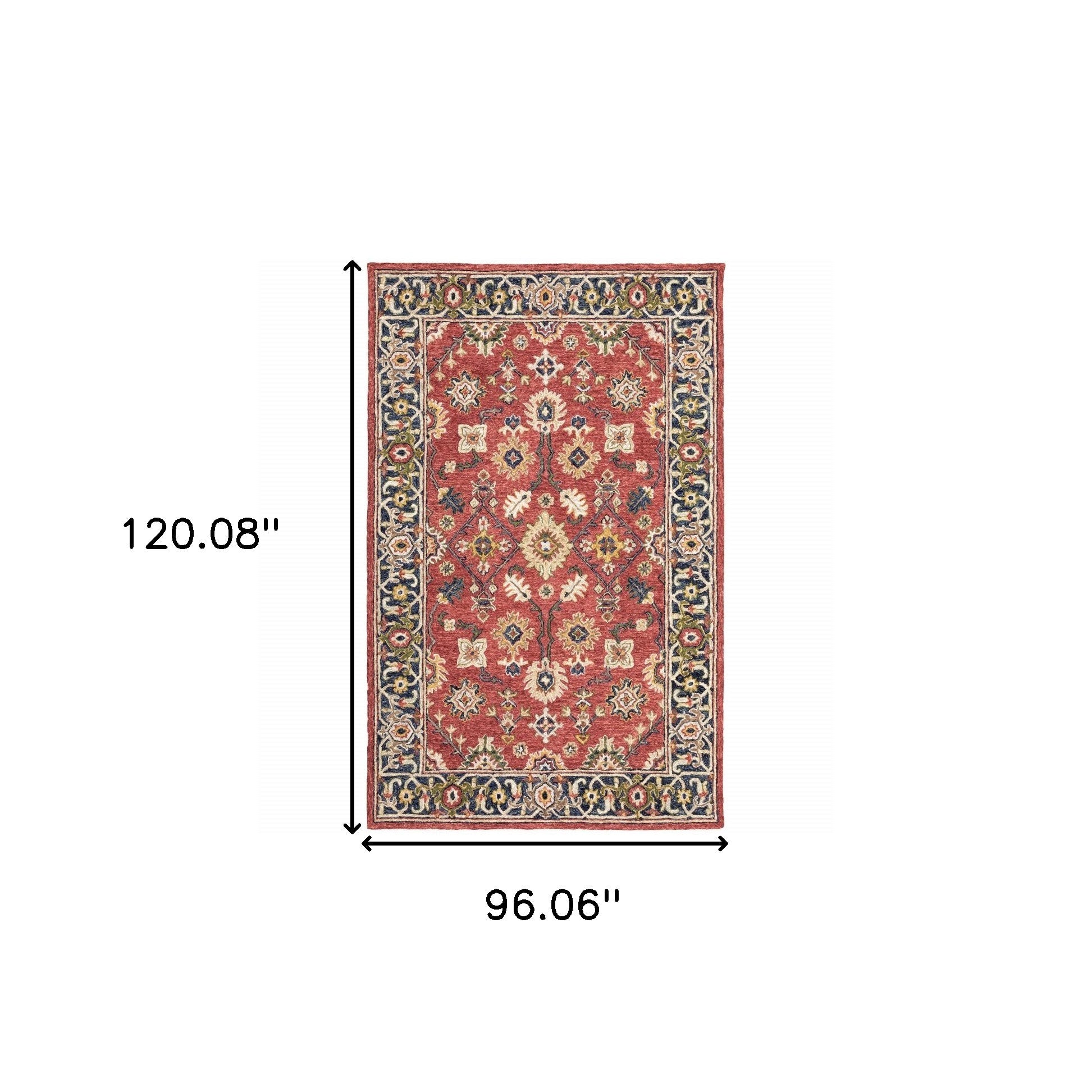 3'X8' Red And Blue Bohemian Area  Rug