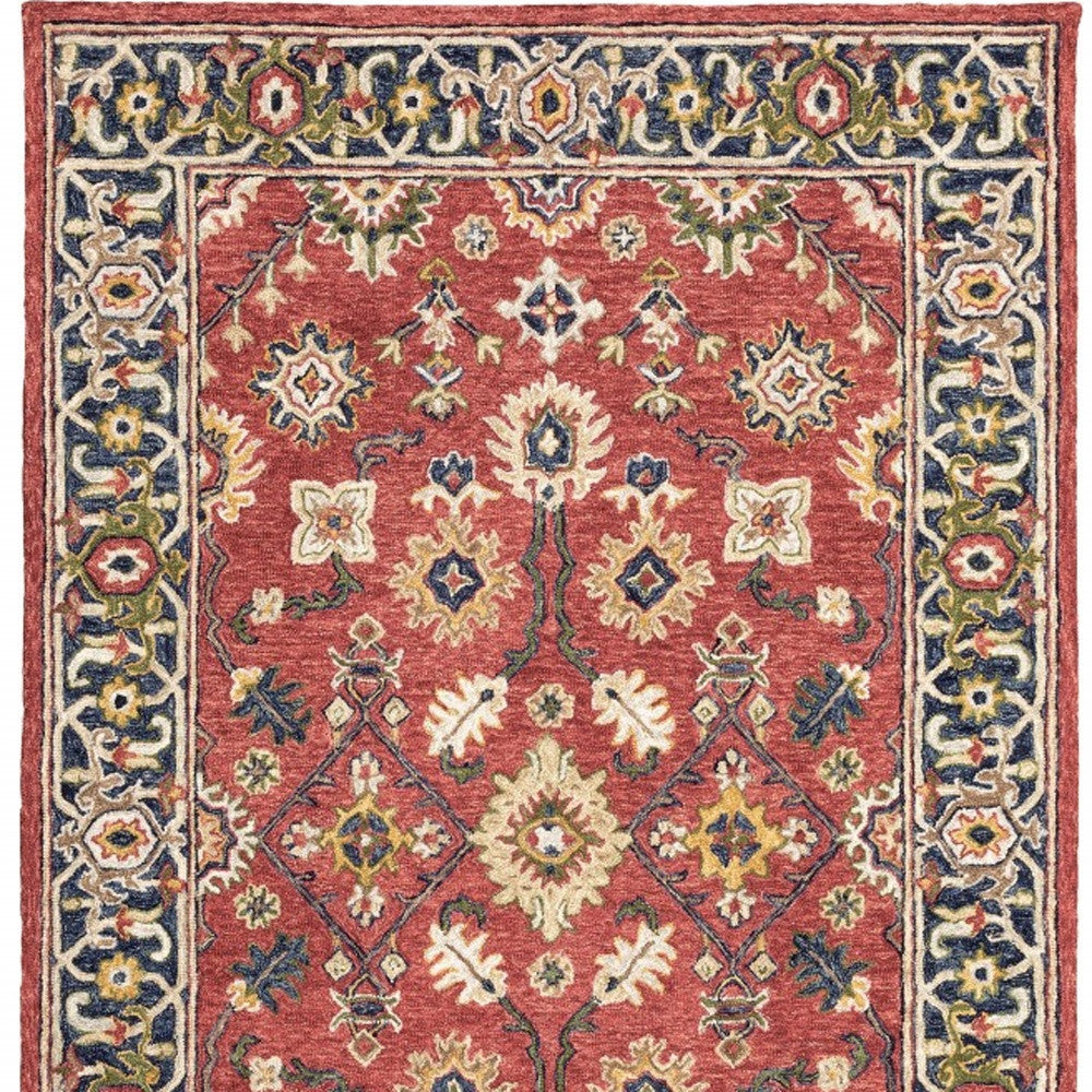 3'X8' Red And Blue Bohemian Area  Rug