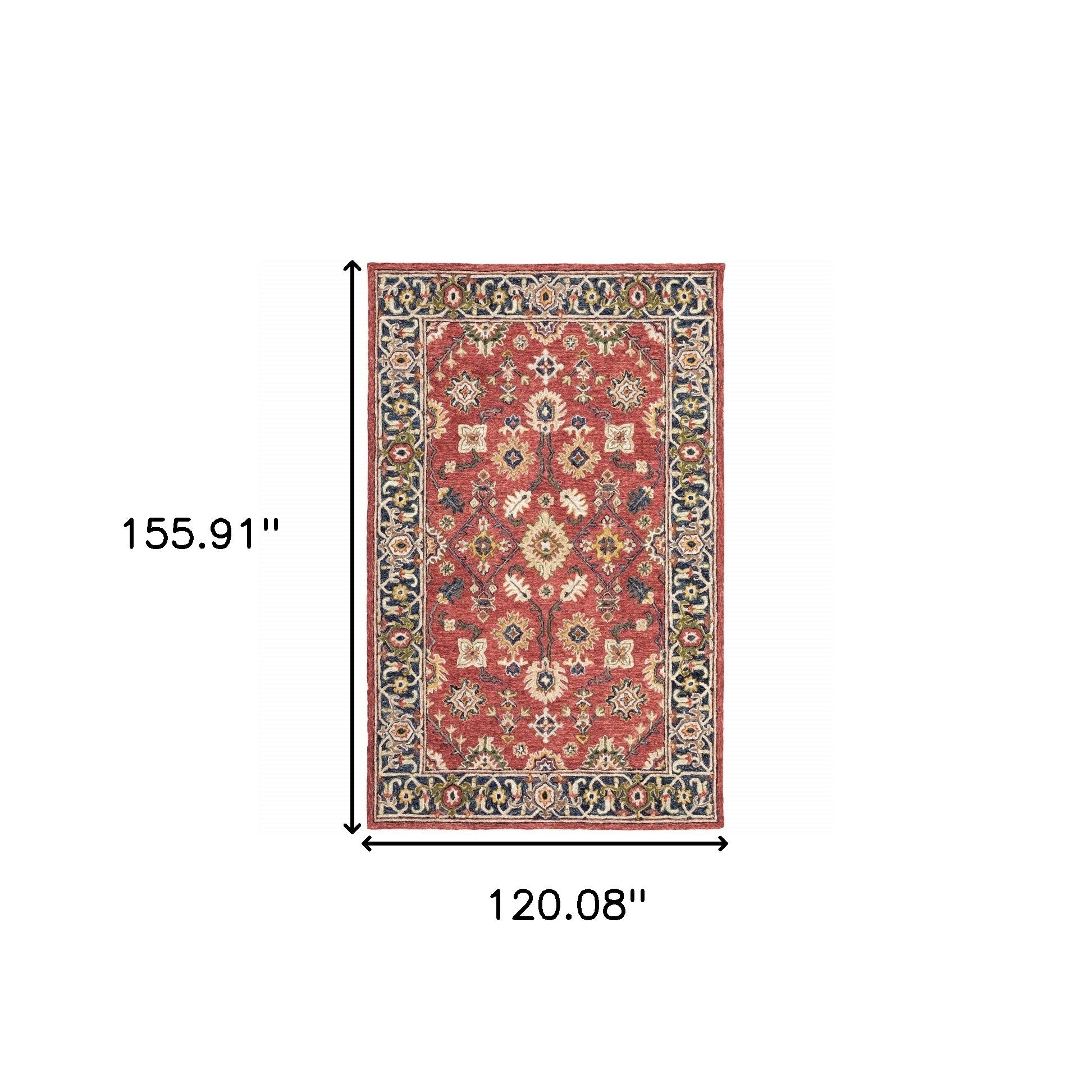 3'X8' Red And Blue Bohemian Area  Rug