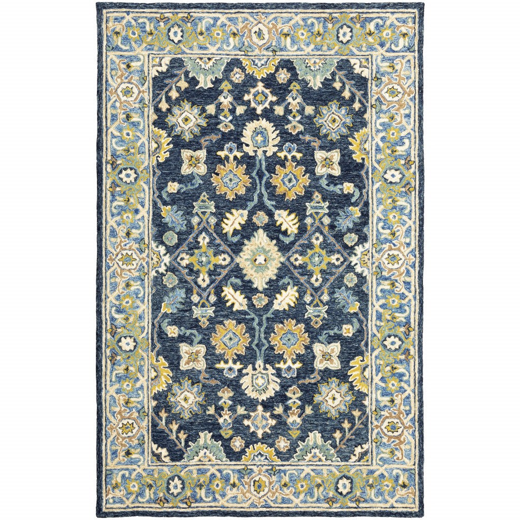 5'X8' Navy And Blue Bohemian Area Rug