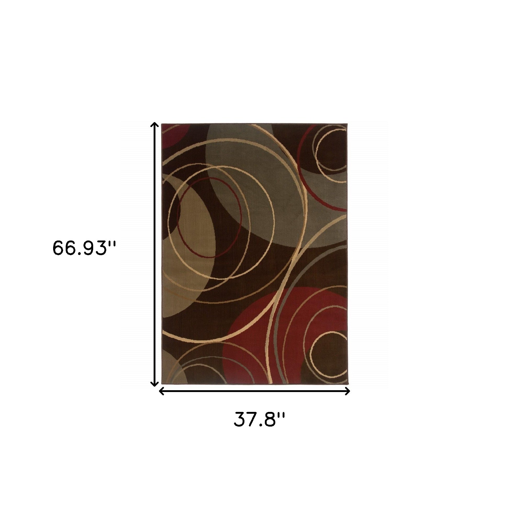 4'X6' Brown And Red Abstract  Area Rug