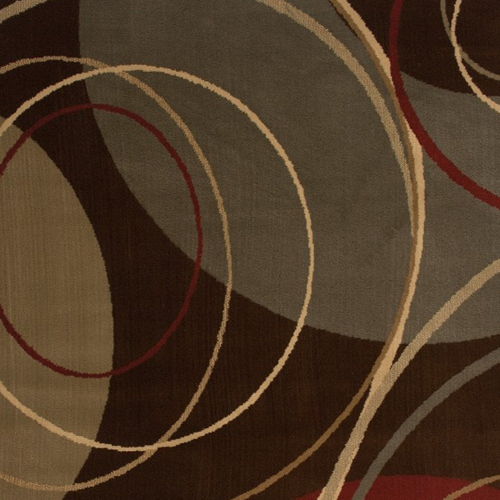 4'X6' Brown And Red Abstract  Area Rug