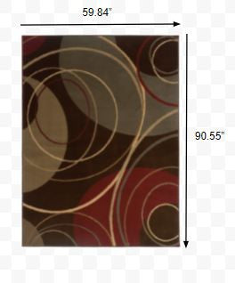 4'X6' Brown And Red Abstract  Area Rug