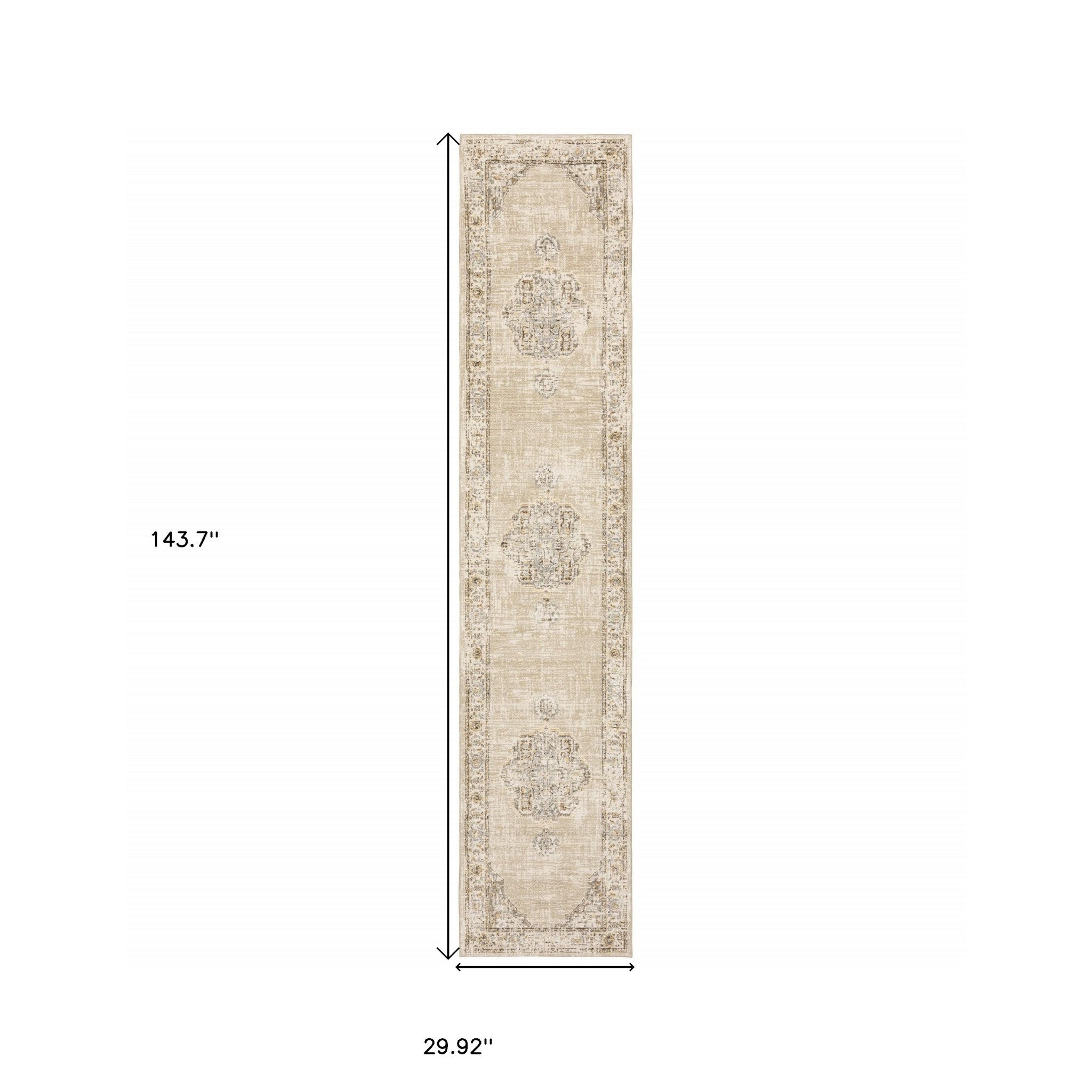 2'X3' Beige And Ivory Center Jewel Area Rug